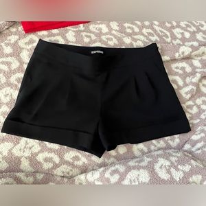 Express Low Rise Cuffed Pleated Dressy Black Staple Shorts